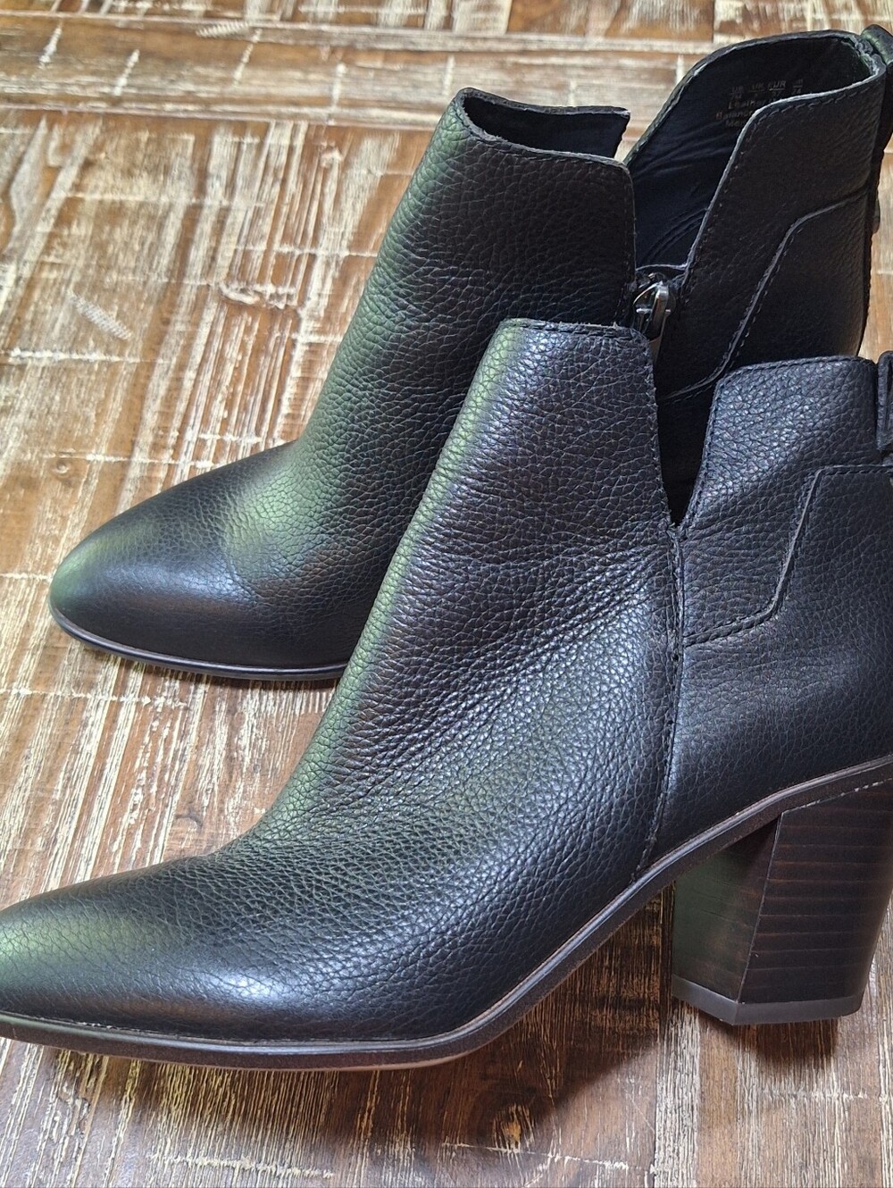 Franco Sarto Women's Black Leather Boots Size 7 M Side Zip Bootie